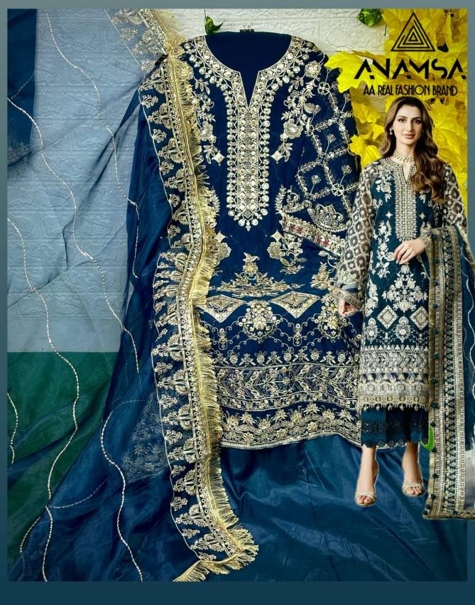 Anamsa 401 A To D Embroidery Georgette Pakistani Suits Wholesale Market In Surat